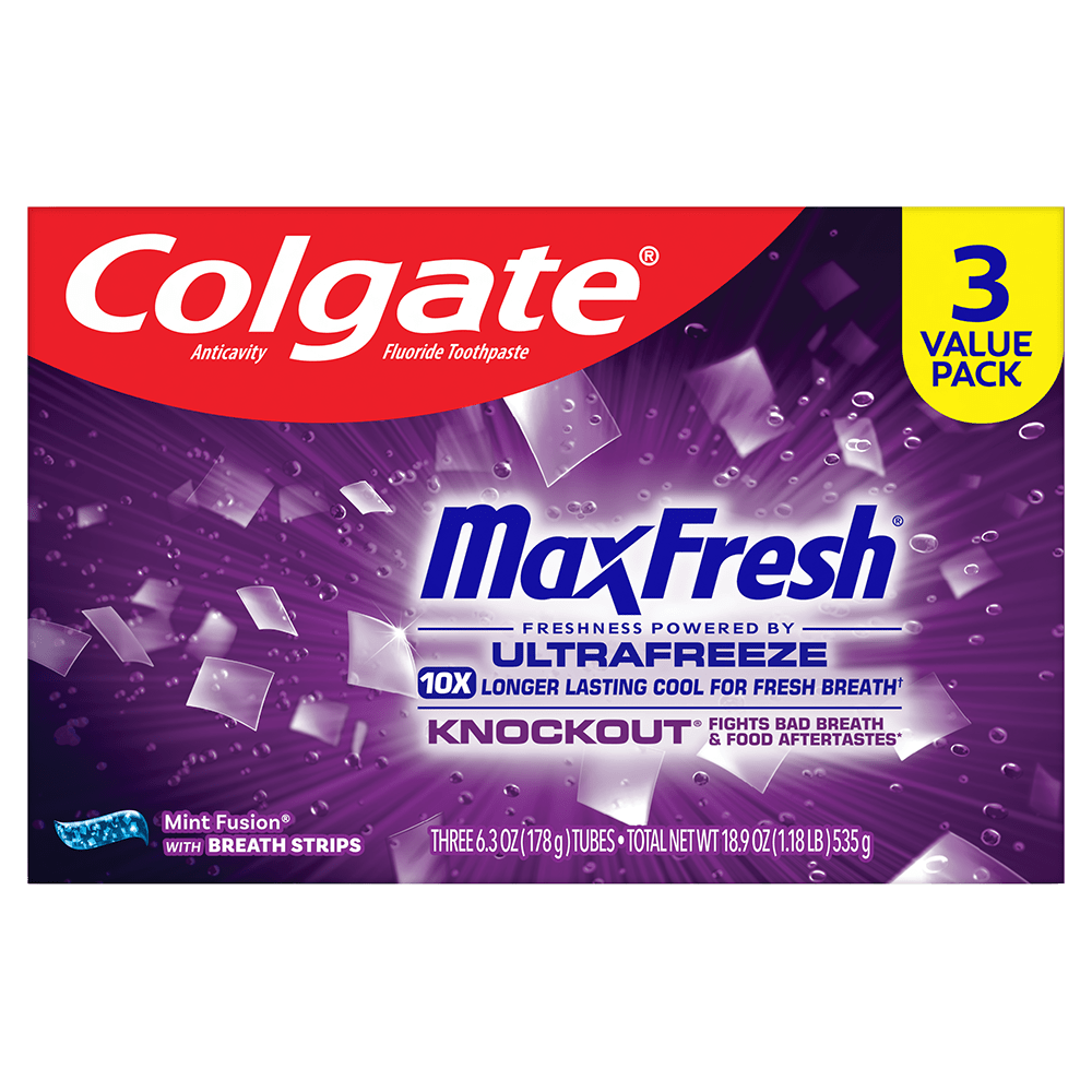 Colgate MaxFresh Knockout Mint Toothpaste, 3 Pack, 6.3 oz