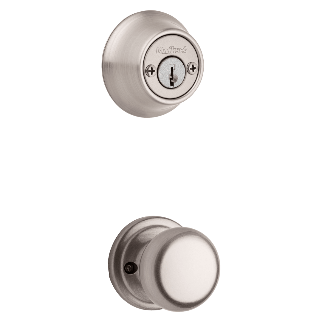 605 Double Cylinder Interior Pack w/Hancock Knob for Kwikset Series Handlesets in Satin Nickel