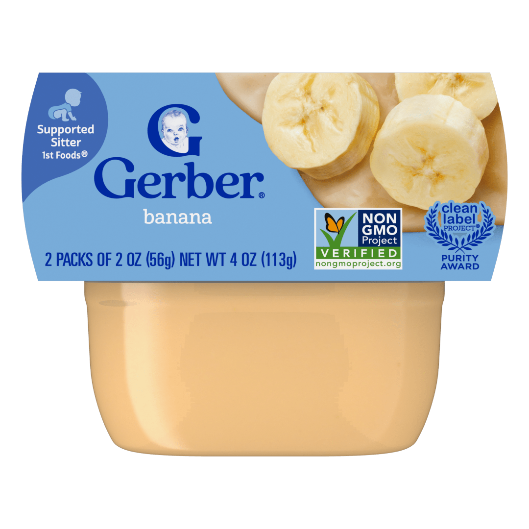 Gerber Stage 1 Baby Food, Banana Puree Tubs, Baby Puree, 2PK