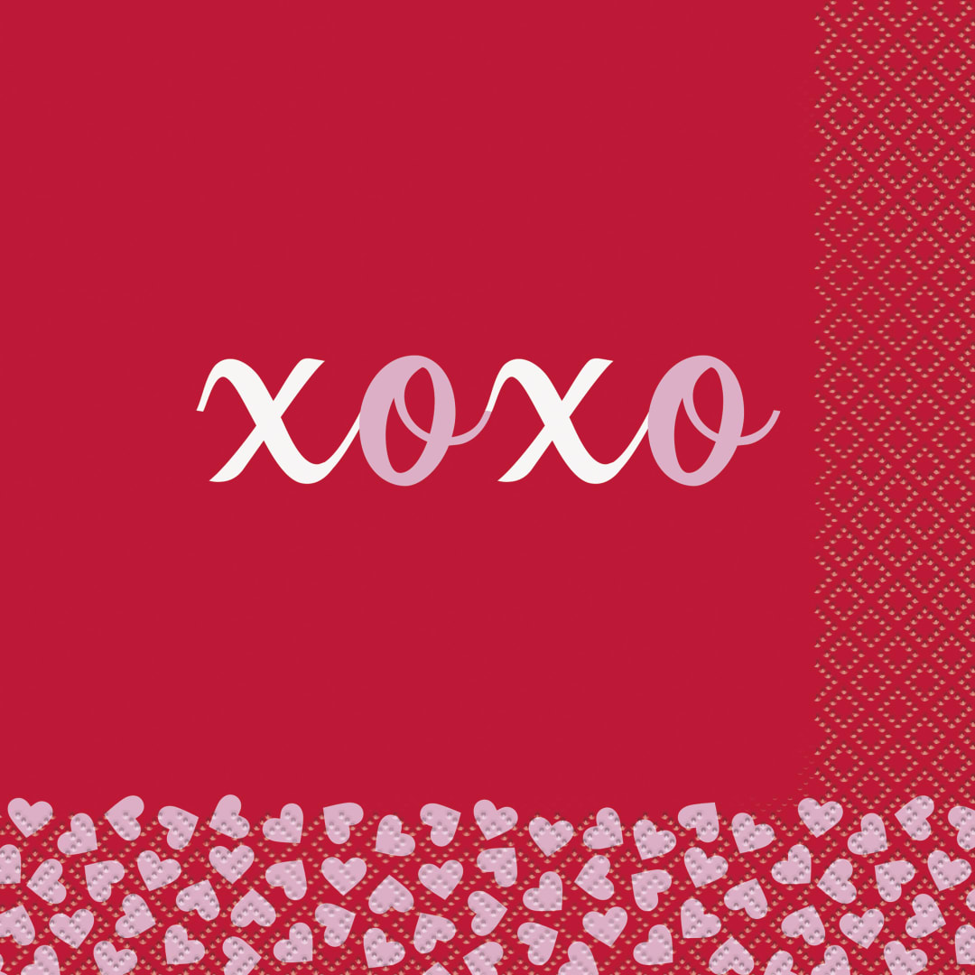 XOXO Valentine's Day "XOXO" Luncheon Napkins, 16ct