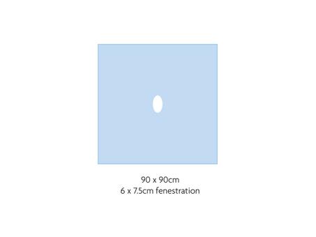 SureSafe Non-Adhesive Oval Fenestrated Drape, Blue, 90 x 90cm with 6 x 7.5cm hole, Sterile