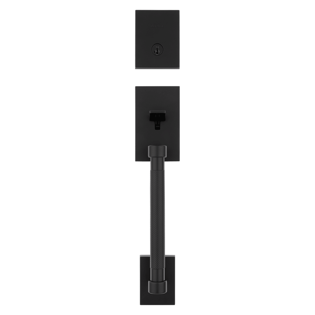 Prava Single Cylinder Exterior Only Handleset featuring SmartKey Security™ in Matte Black
