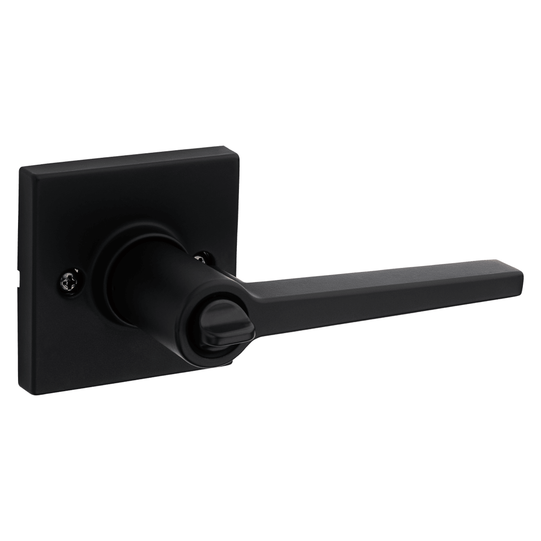 Safelock Daylon Lever Square Rose - Keyed Entry in Matte Black
