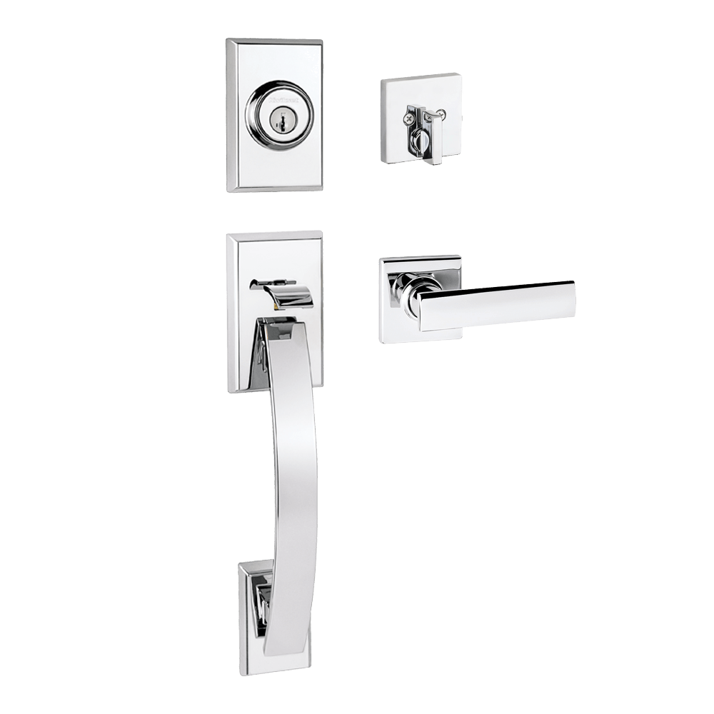 Tavaris Single Cylinder Handleset w/Vedani Lever featuring SmartKey Security™ in Polished Chrome