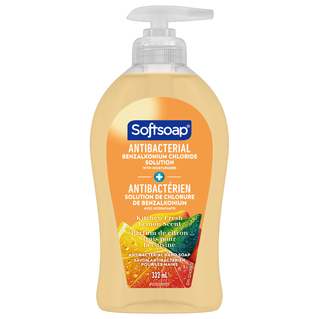 Softsoap Antibacterial Liquid Hand Soap, Kitchen Fresh Hands Lemon Scent Hand Soap, 332 ml Bottle