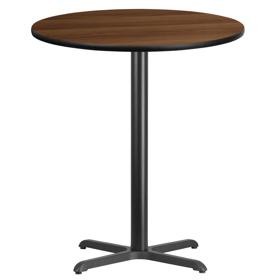 Stiles 36'' Round Walnut Laminate Table Top with 30'' x 30'' Bar Height Table Base