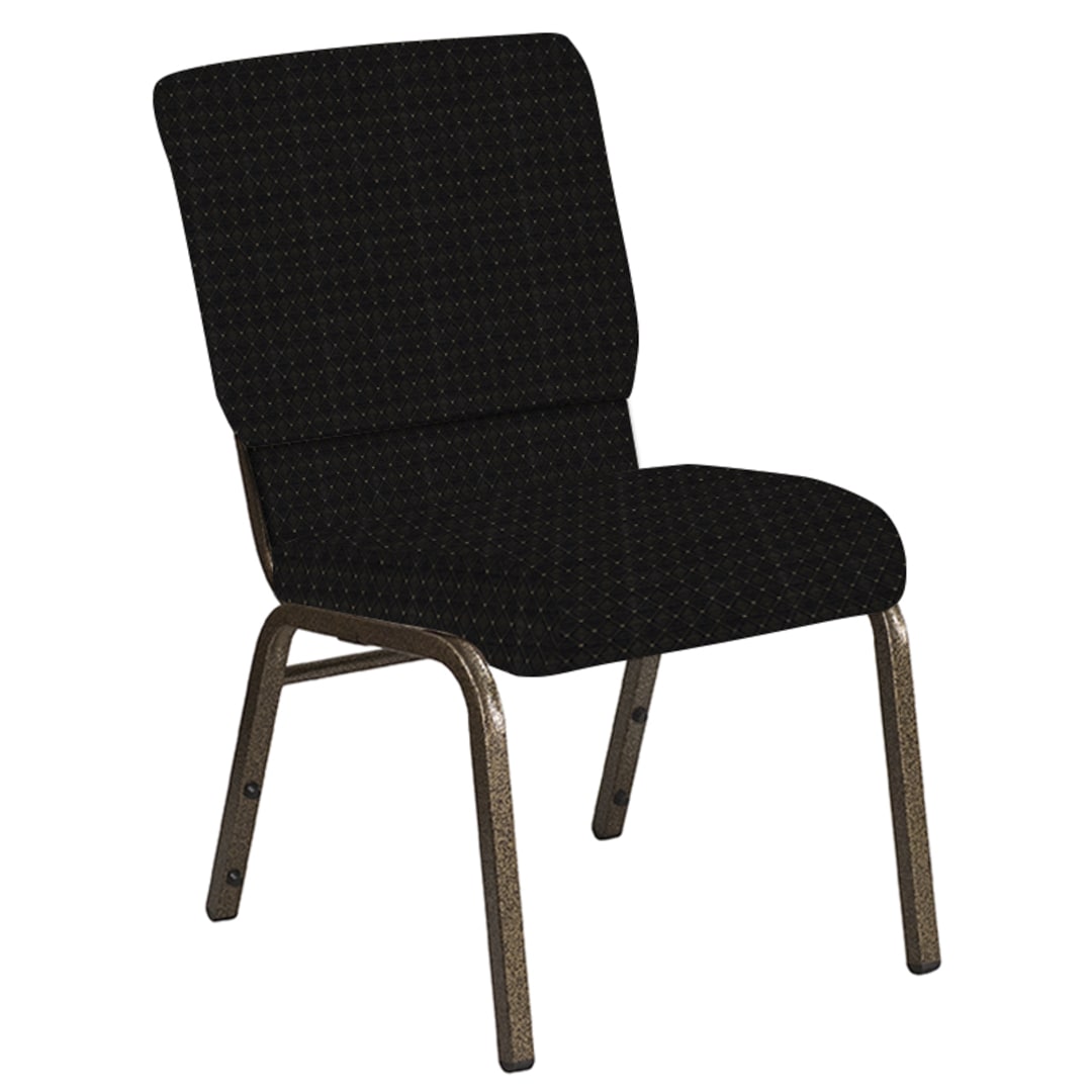 18.5''W Church Chair in Jewel Onyx Fabric - Gold Vein Frame