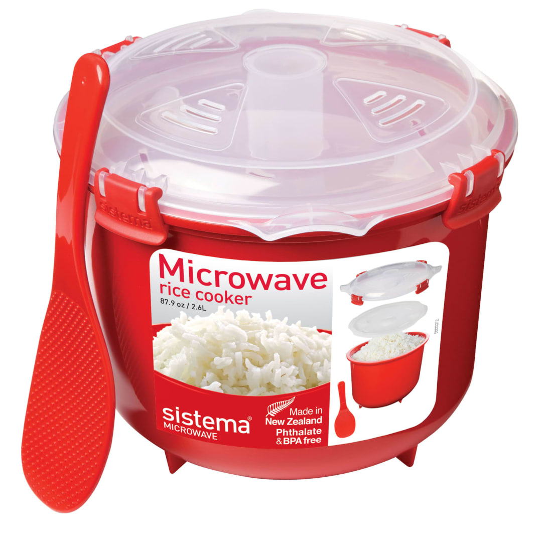 Sistema® Microwave Rice Cooker, 11 Cup/2.6L, Red