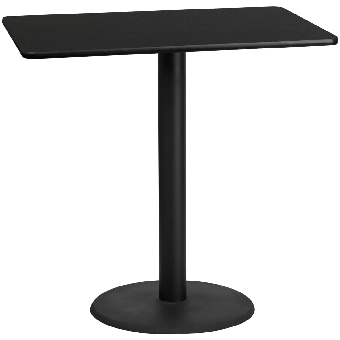 Stiles 30'' x 48'' Rectangular Black Laminate Table Top with 24'' Round Bar Height Table Base
