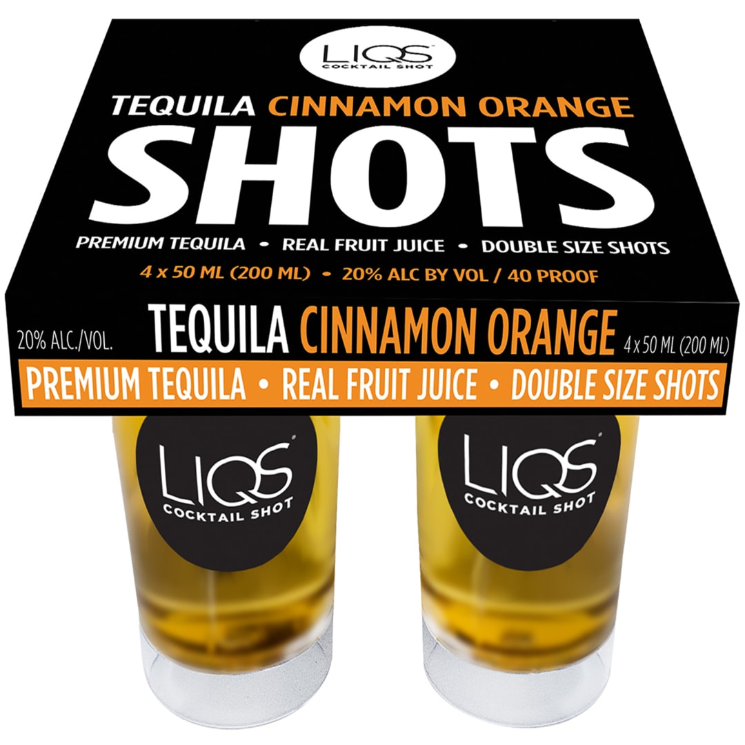 LIQS Cinnamon Orange Tequila Cocktail Shots 50ml 4 Pack