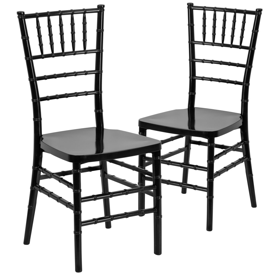2 Pack HERCULES PREMIUM Series Black Resin Stacking Chiavari Chair