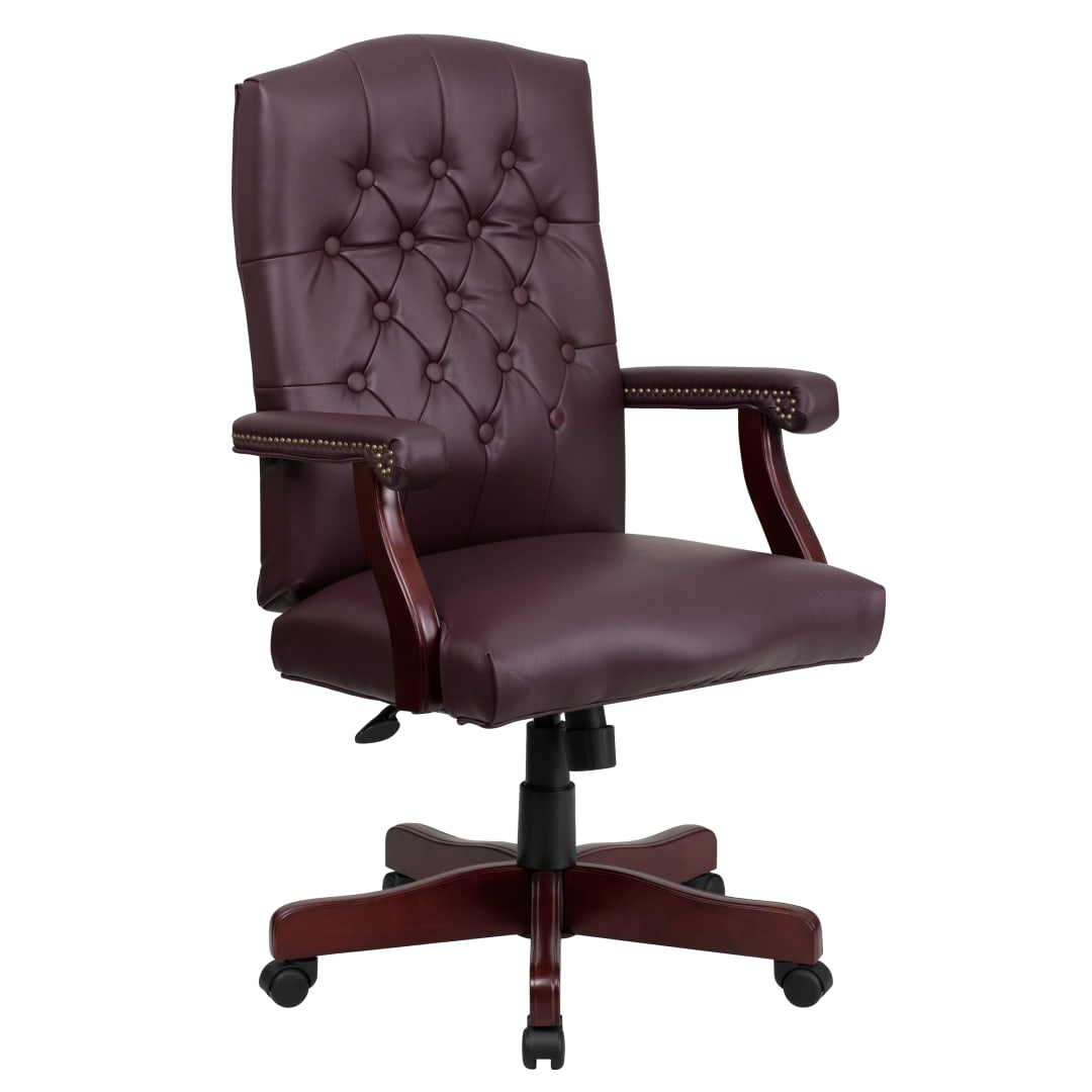 Martha Washington Burgundy LeatherSoft Executive Swivel Office Chair with Arms