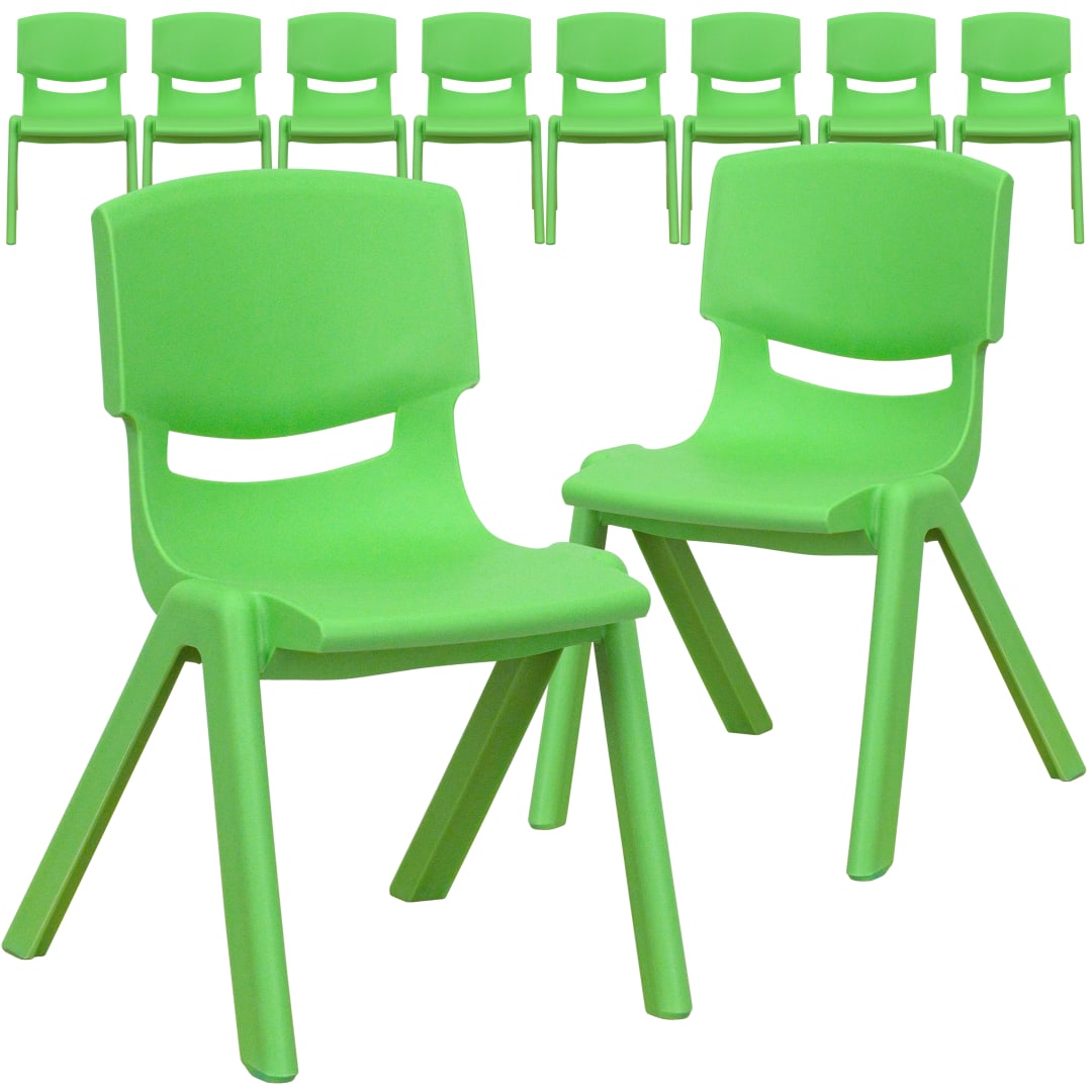 Whitney 10 Pack Green Plastic Stackable School Chair with 12'' Seat Height