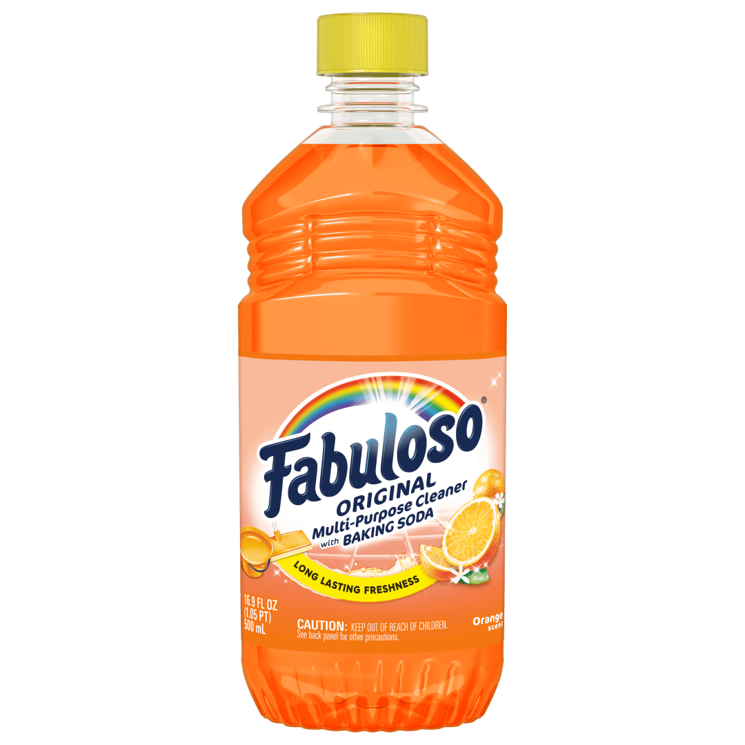 Fabuloso Original Multi-Purpose Cleaner with Baking Soda, Powerful Cleaning, Long-Lasting Freshness, No Rinse Floor Cleaner, Orange Scent, 16.9 fl oz