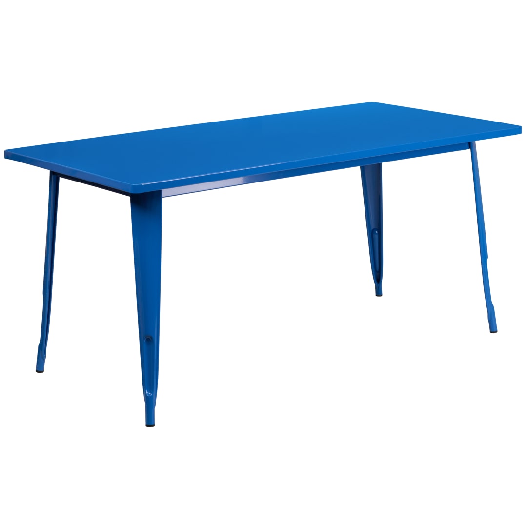Charis Commercial Grade 31.5" x 63" Rectangular Blue Metal Indoor-Outdoor Table