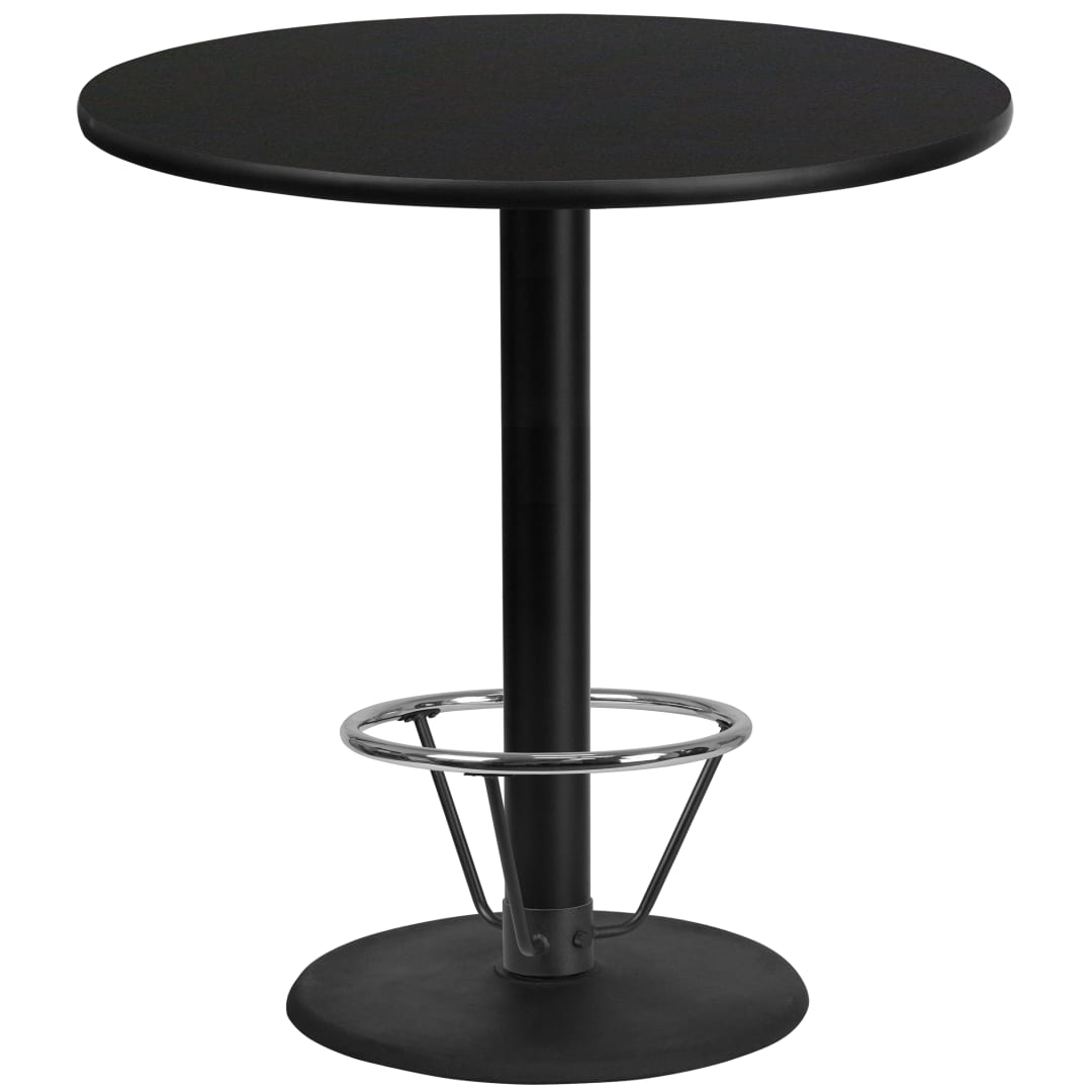 Stiles 42'' Round Black Laminate Table Top with 24'' Round Bar Height Table Base and Foot Ring