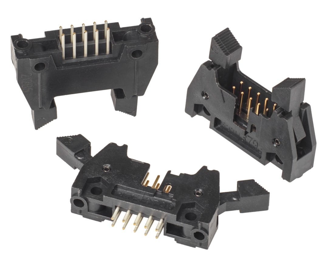 3M™ N3793-6303 RB, Wannenstiftstecker, 180° gerade, 10-polig, 3000 Serie, 2,54 mm, 0,76 µm Au, Schwarz