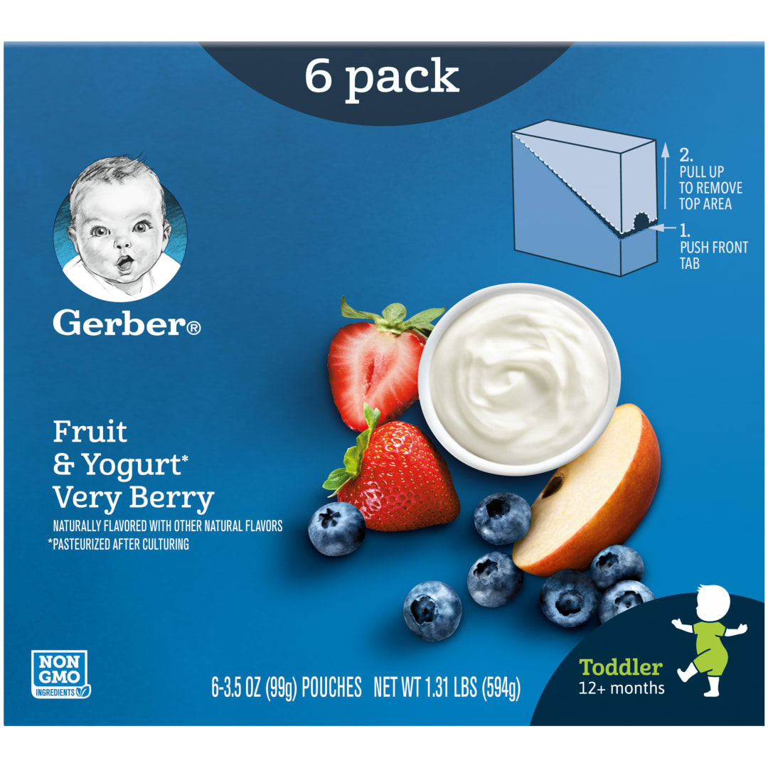 Gerber Toddler Baby Food, Very Berry, 3.5 oz Pouch (6 Pack)