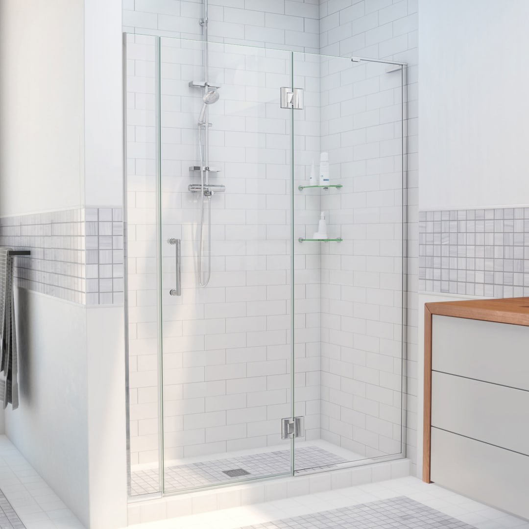 DreamLine Unidoor-X 59 1/2 - 60 inch W x 72 inch H Frameless Hinged Shower Door in Chrome - Right Wall Installation