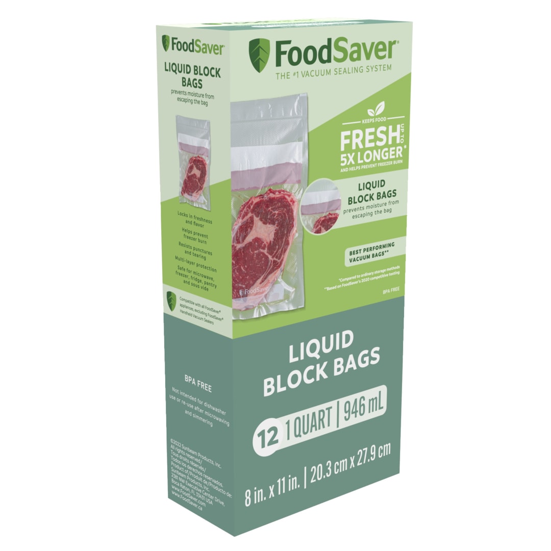 FoodSaver® Liquid Block Vacuum Sealer Bags, 1 Qt., 12 Count