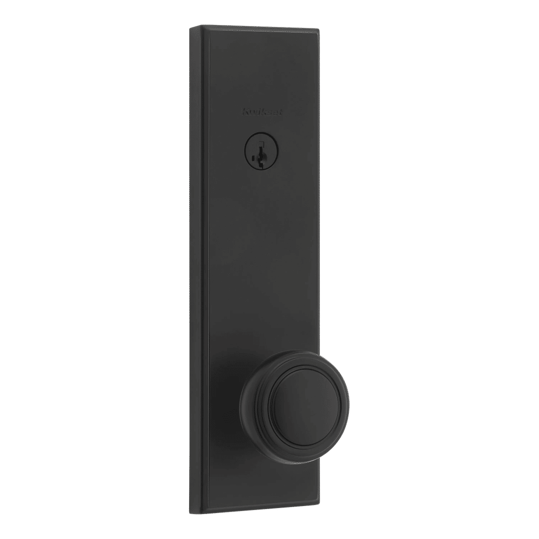 Kwikset Henrik Exterior Door Lock Set in Matte Black featuring SmartKey Security®