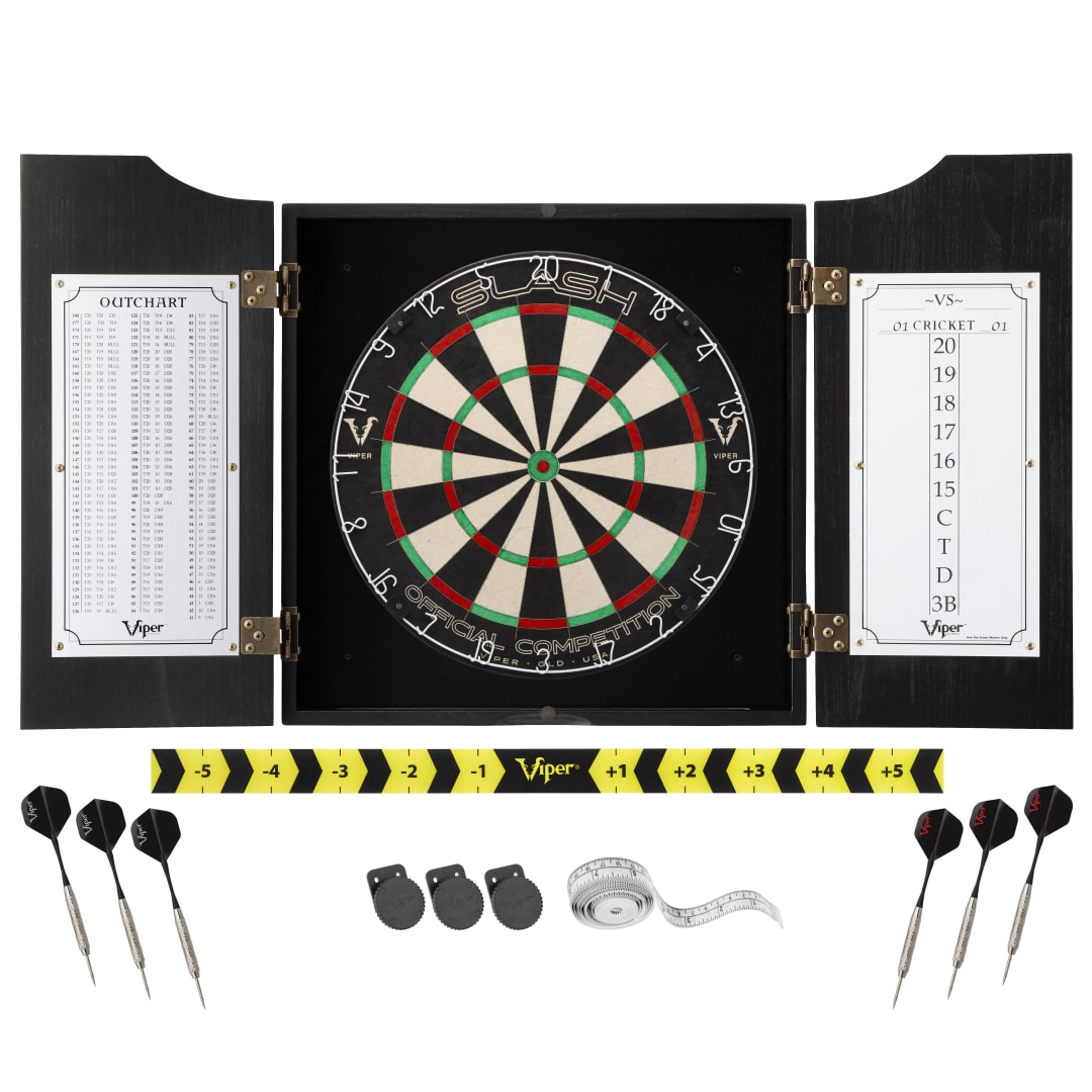 Viper Hudson Dartboard Cabinet Black and Slash Sisal Dartboard