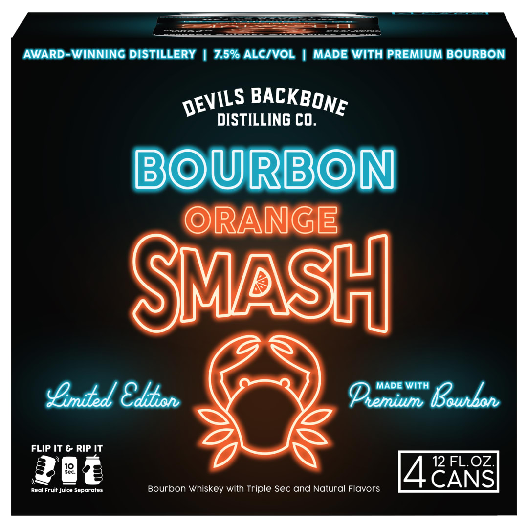 Devils Backbone Distilling Company Craft Bourbon Orange Smash, 4 Pack, 12 fl oz Cans