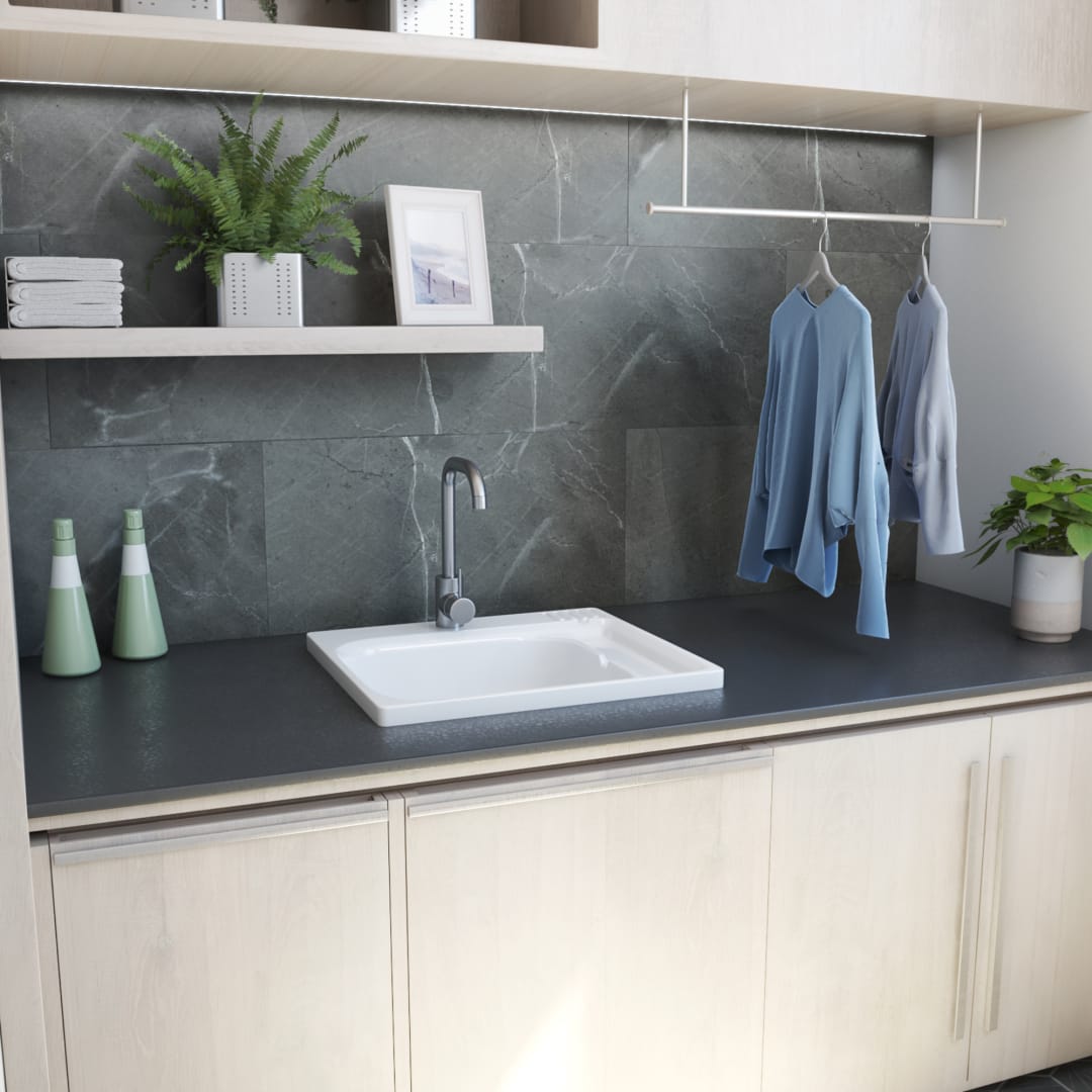 Epiphany Glue-up Wall Tiles 15.75 x 31.5 inch In Smooth Marble Dark Grey