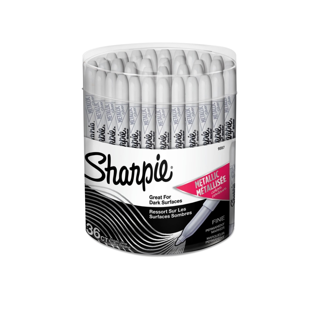 Sharpie® Metallic Permanent Markers, Fine Point, Silver, 36 Count