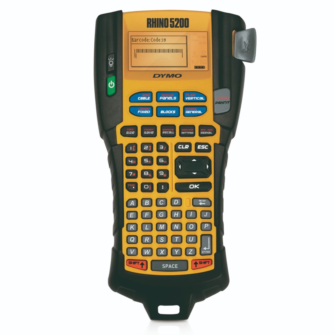 DYMO® Industrial Label Maker | Rhino 5200 Label Maker, Time-Saving Hot Keys, Prints Fast, Durable Label Maker For Job Sites and Heavy-Duty Labeling Jobs