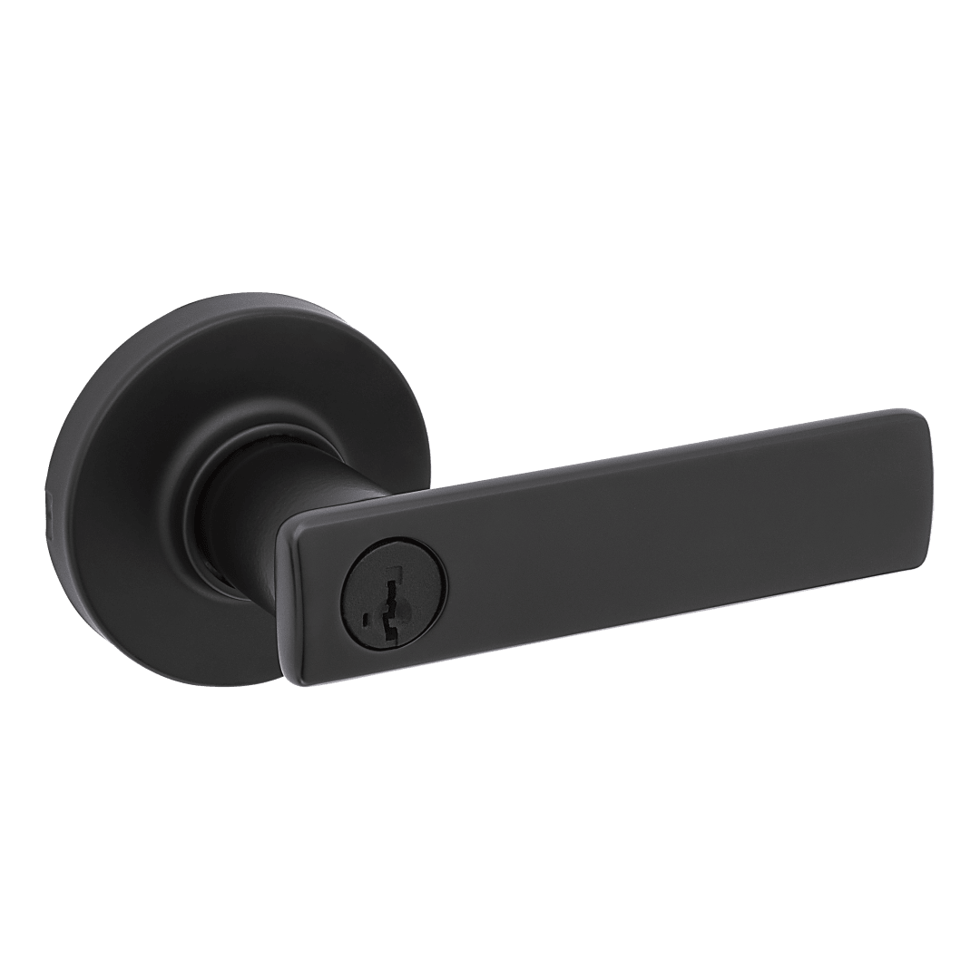Breton Keyed Entry Lever in Matte Black featuring SmartKey Security