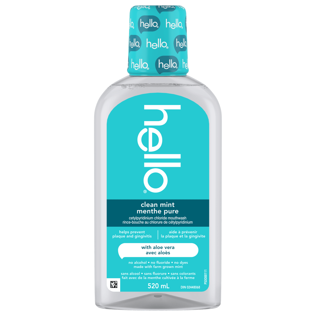 rince-bouche hello Clean à la menthe, sans alcool, à l'aloe vera, rince-bouche sans fluorure contre la mauvaise haleine, 520 ml