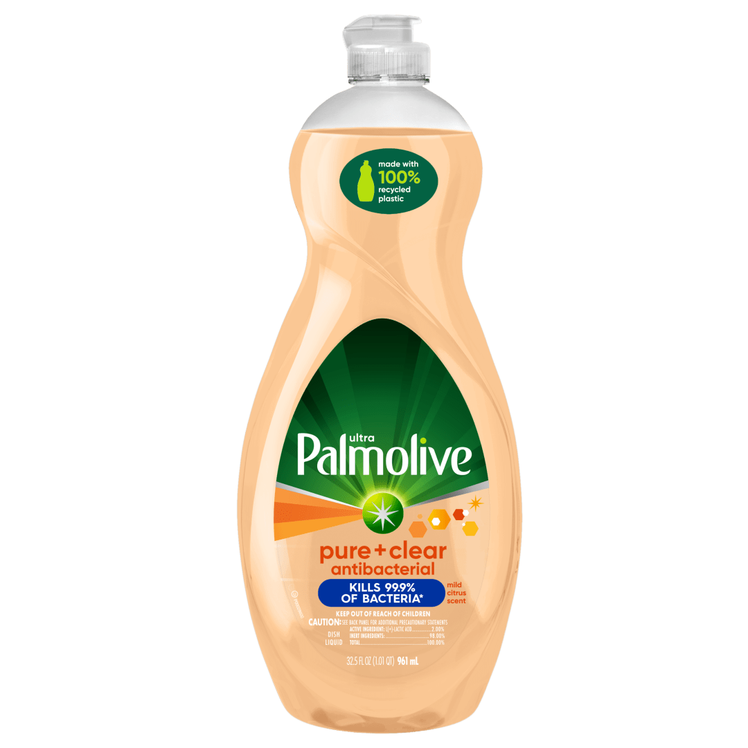 Ultra Palmolive Dishwashing Liquid Dish Soap, Pure + Clear Antibacterial - 32.5 Fluid Ounce