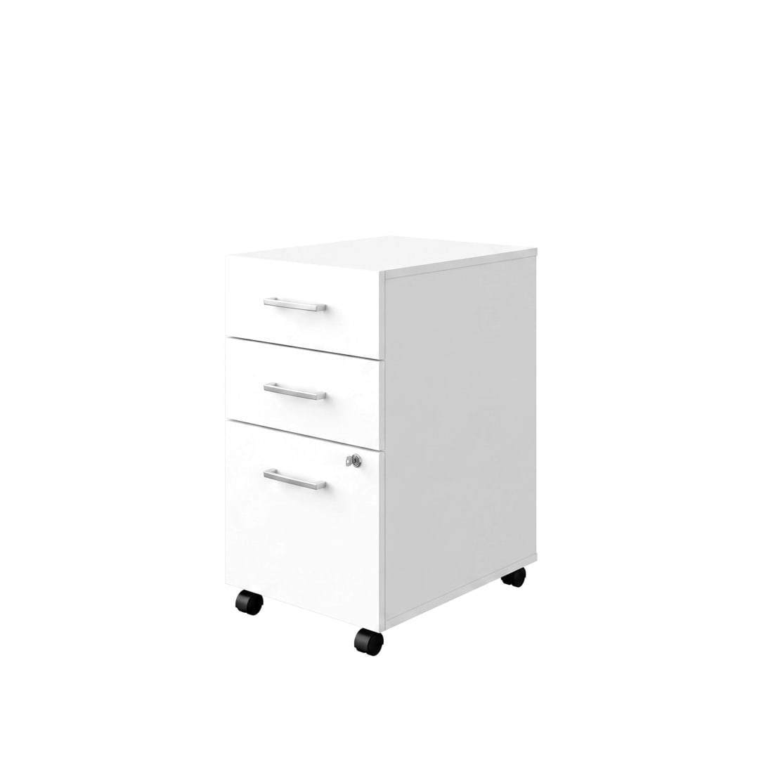 Cornerstone Pre-Assembled 3-Drawer Mobile Pedestal, White