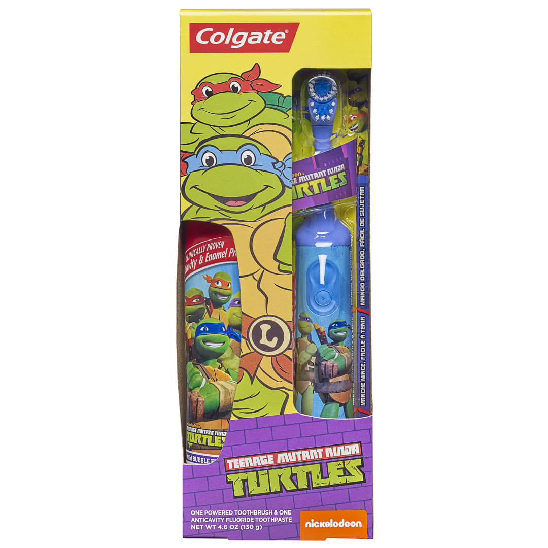 Colgate Kids Powered Toothbrush, Toothpaste Pack - Teenage Mutant Ninja Turtles