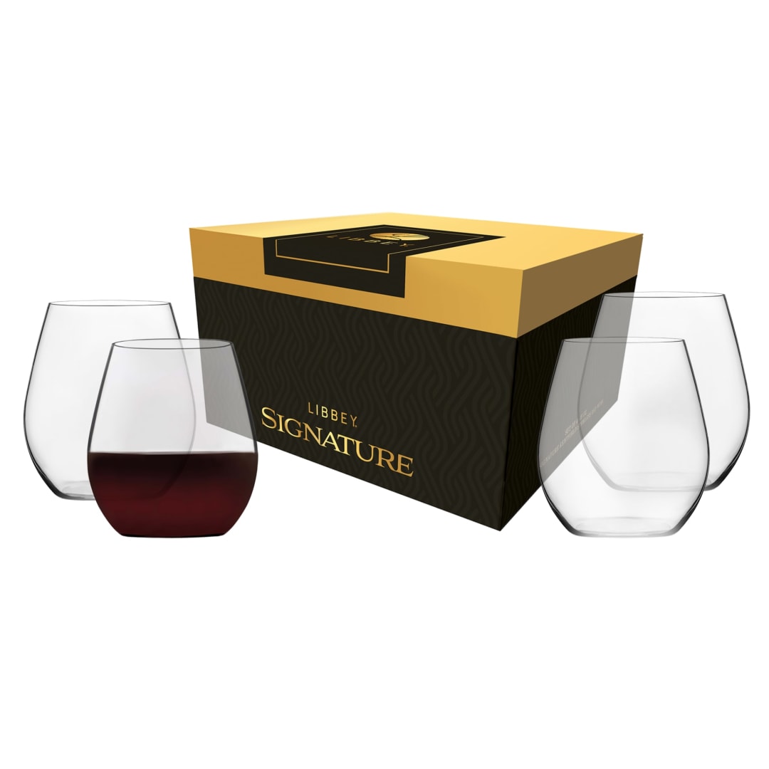 Libbey Signature Kentfield Stemless Wine Glasses, 18-Ounce, Set of 4