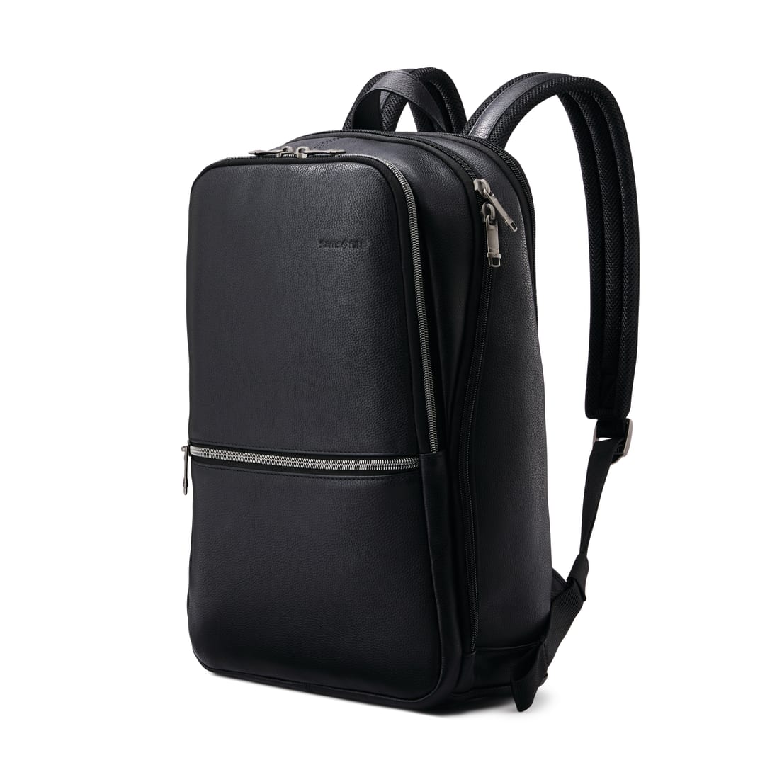 Sam Classic Leather Slim Backpack - Black