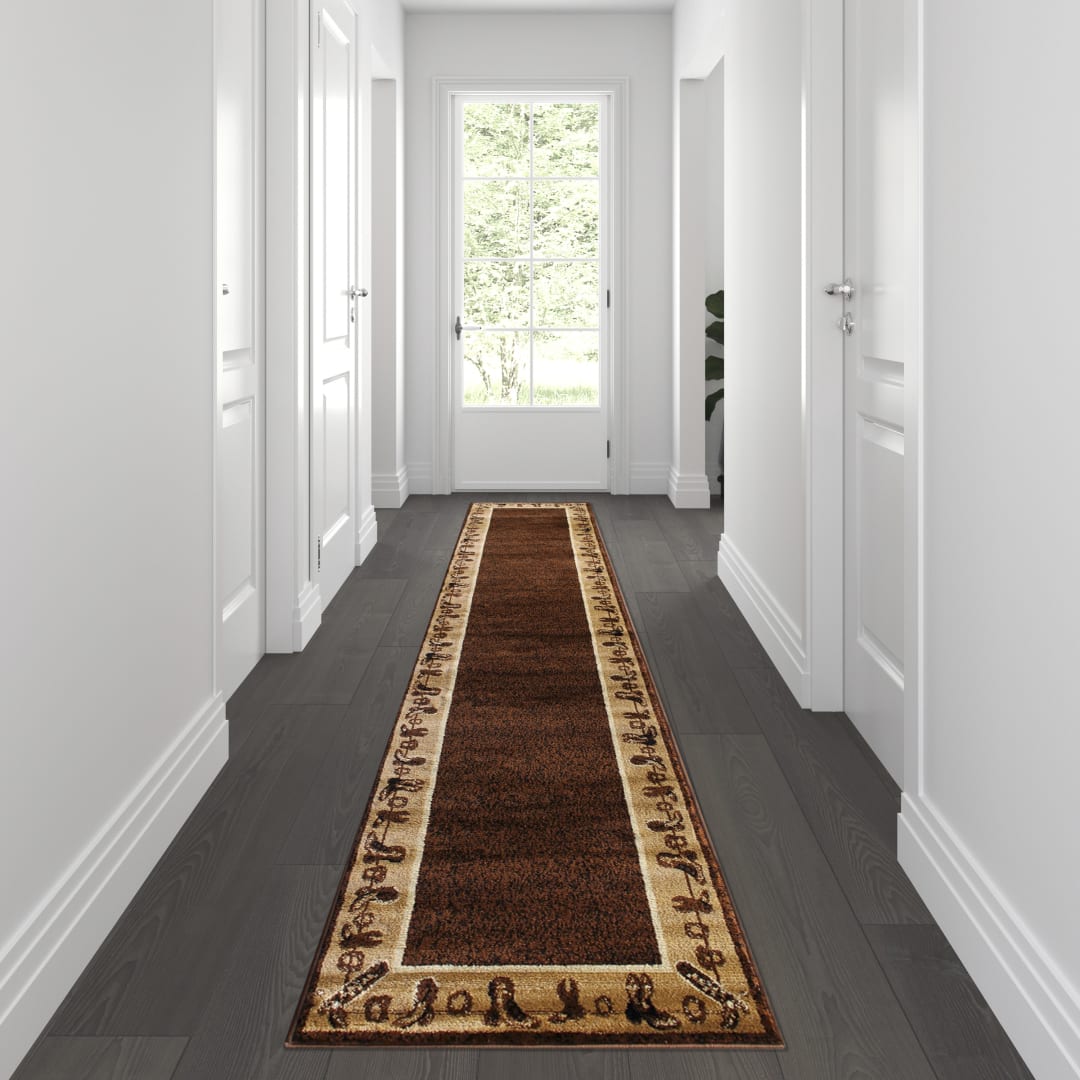 Williams Collection 2' x 11' Brown Western Inspired Runner Area Rug for Indoor Use