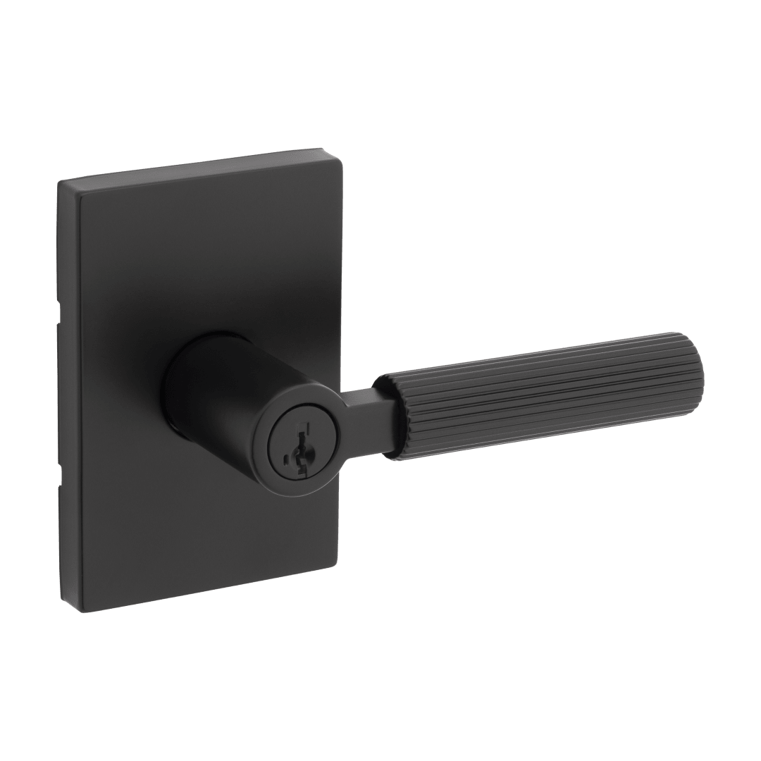 Mirada Reeded Keyed Entry Lever featuring SmartKey Security™ in Matte Black