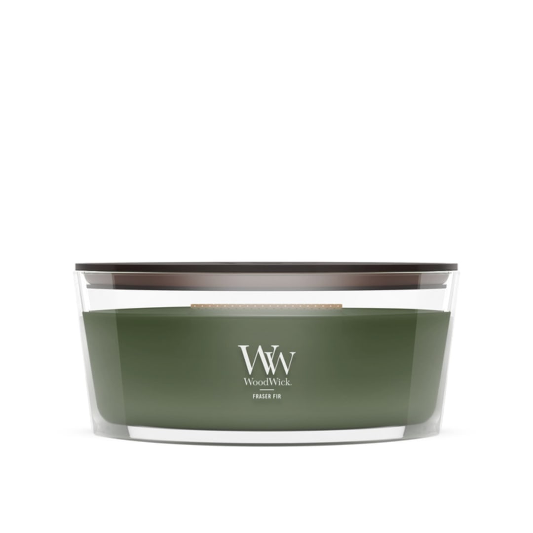 WoodWick® Fraser Fir Scented Ellipse Candle, Crackles as it Burns, Up to 50 hrs burn time, Perfect for gifting or home décor, Holiday Gift, 16oz