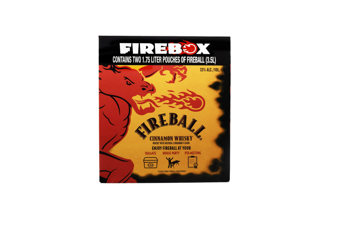 Fireball Hot Cinnamon Blended Whisky Firebox Bag In Box 2 Pack 3.5l 66 Proof