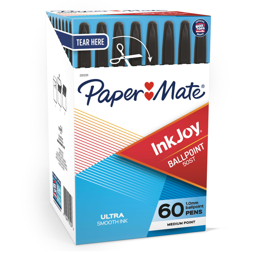 Paper Mate® InkJoy® 50ST Ballpoint Pens, Medium Point (1.0mm), Black, 60 Count