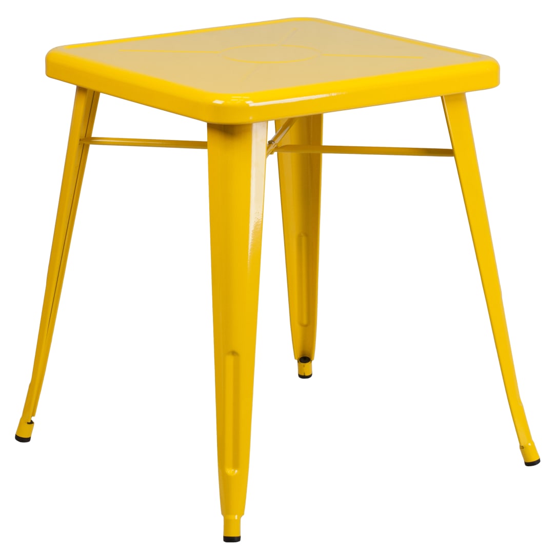 Prince Commercial Grade 23.75" Square Yellow Metal Indoor-Outdoor Table