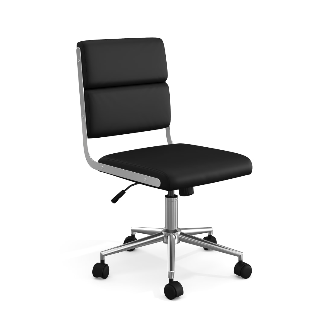 Lulu Upholstered Office Chair in Black/Polished Nickel