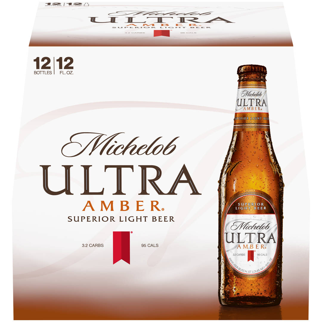 Michelob ULTRA Amber Light Beer, 12 Pack Beer, 12 FL OZ Bottles
