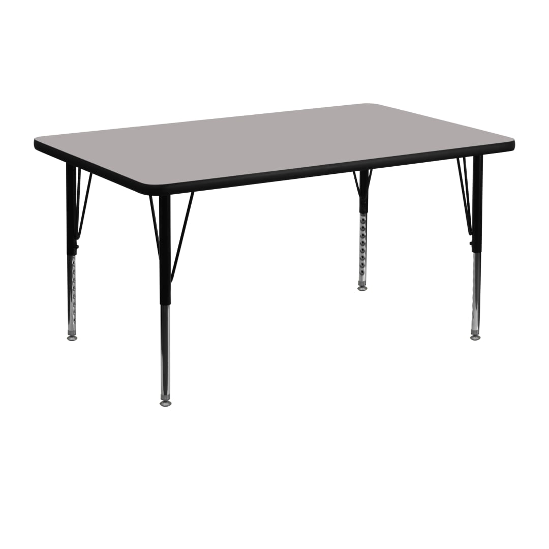 Wren 30''W x 48''L Rectangular Grey HP Laminate Activity Table - Height Adjustable Short Legs