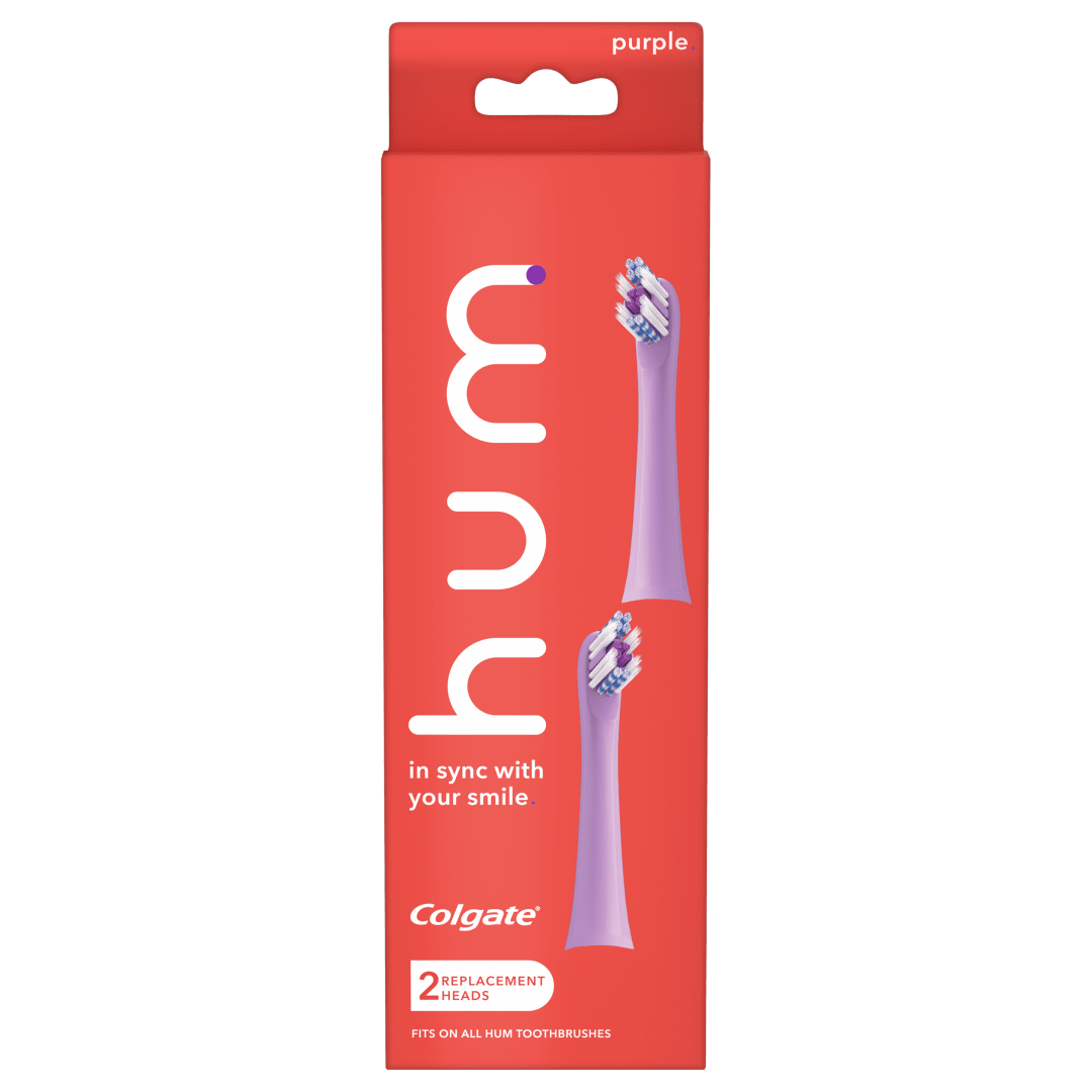 Hum by Colgate Replacement Toothbrush Heads for Smart Toothbrush, Purple 2pk