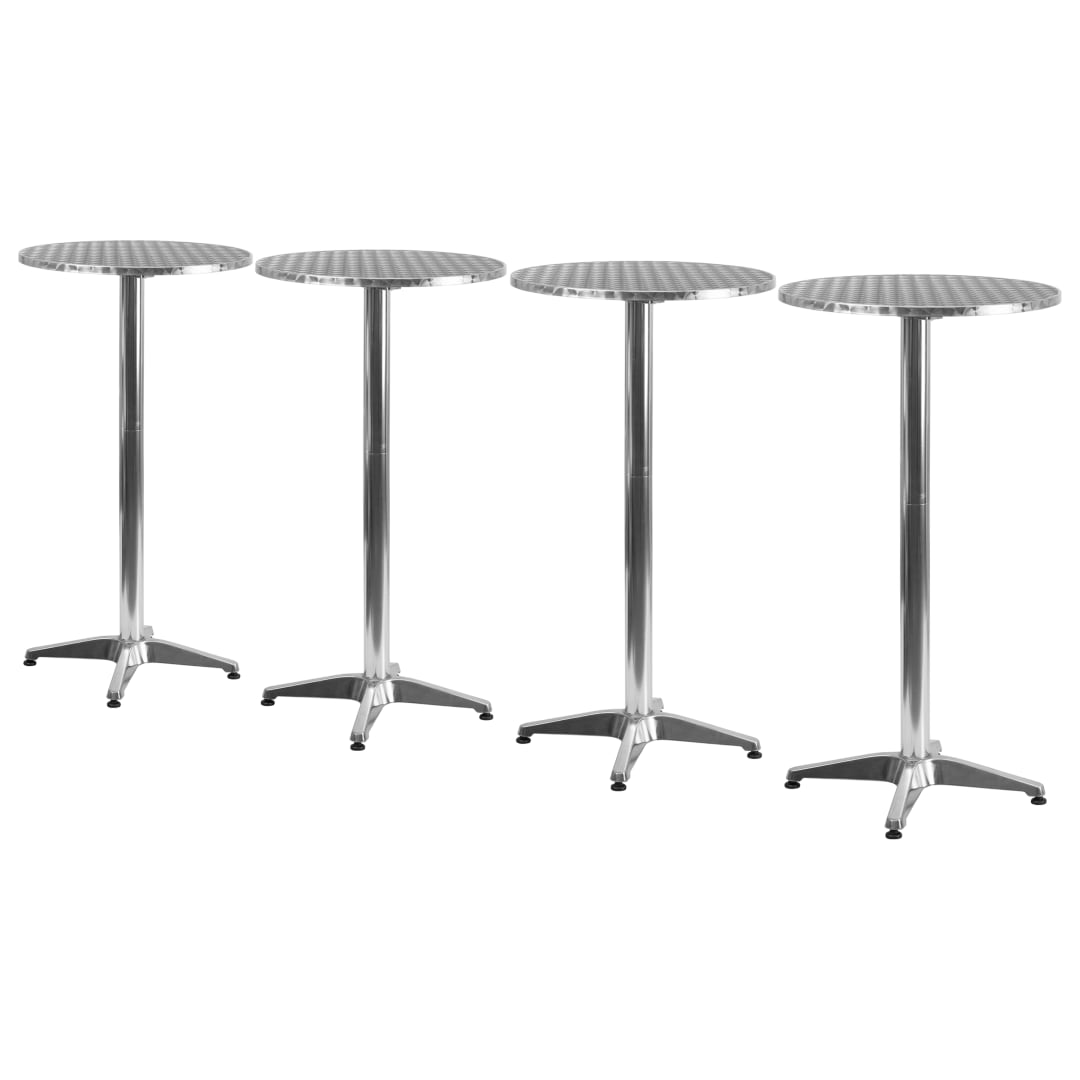Mellie 23.25" Round Aluminum Indoor-Outdoor Bar Height Table with Flip-Up Table - Set of 4