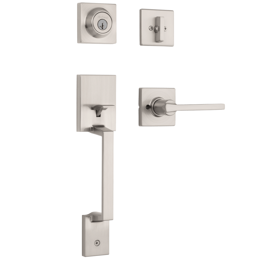 Amador Entry Single Cylinder Handleset in Satin Nickel featuring SmartKey Security