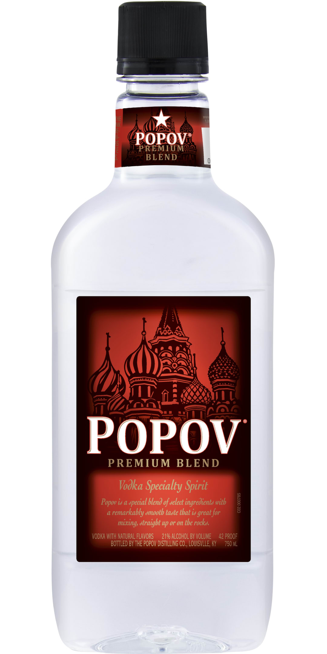 Popov Vodka 750ml Traveler Bottle 42 Proof